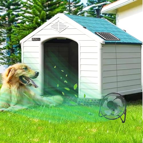 Solar Powered Fan, 8 Inch Install-Free, with 18W IP65 Portable Solar Panel, Cloudy Days Working Solar Fan for Air Circulation and Cooling in Greenhouse, Chicken Coop, Pet House, Attic, 14ft Long Cable