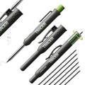 Tracer Mechanical Carpenter Pencils Set with Replacement Lead (6 Pack) - Construction Pencil with Site Holster - All In One Marking Kit for Carpenter Tools Contractor Pencils - AMK1 | Holster with Belt Clip and Carpenter Pencil Sharpener, 6 Pack of 2.8mm