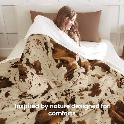 Heated Blanket Full Blanket - Fast Heating Electric Blanket, Soft Heated Throw with 4 Time Settings,10 Heating Settings, Warm Gifts for Women Mom Grandma(72" x 84" Cow Print Apricot) - color: 05 - Apricot Ombre-khaki, size: Full 72" x 84"