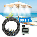 Misting Cooling System,Outside Misters + Timer for Outdoor Patio,80Ft|24M | Backyard Mist Hose Kits with Sprinkler Timer Yard,Lawn,Garden,Greenhouse,Fan,Umbrella,Canopy,Pool,Porch,BBQ Party Accessorie - size: 80FT-TMR