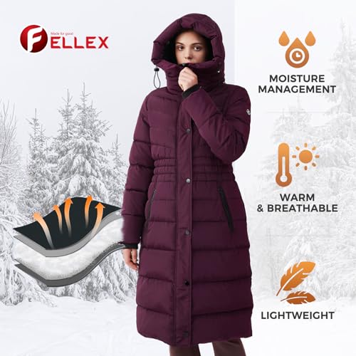 IKAZZ Women's Winter Coats, Thickened Warm Insulated Vegan Down Long Parka Jacket with Hood - color: Purple, size: X-Large