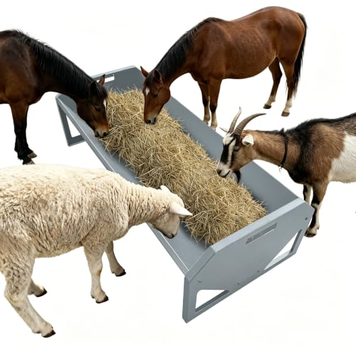 Livestock Feeding Trough, 22 Gallon Heavy Duty Feeder, Galvanized Steel Water Trough with V-Shaped Bottom, 45 Inch Large Hay Feeder for Barn Ranch, for Horses Goats Sheep
