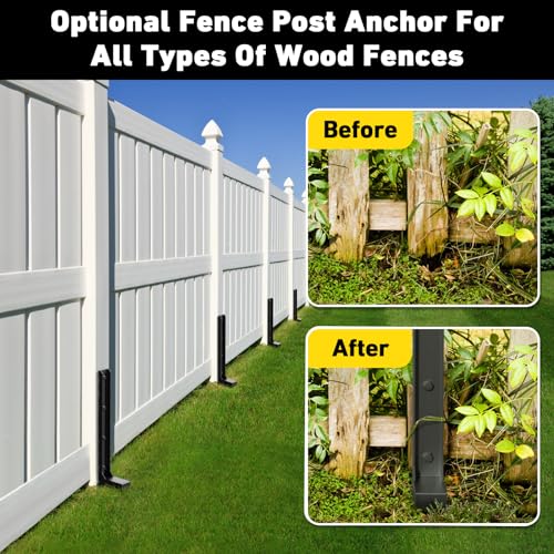 2-4-6-8 Pack Fence Post Repair Kit,Heavy Duty Fence Post Repair Stakes,Thicker Fence Post Anchor Ground Spike,Fence Post Stakes for Repair Broken/Tilted Fence Post(Black)