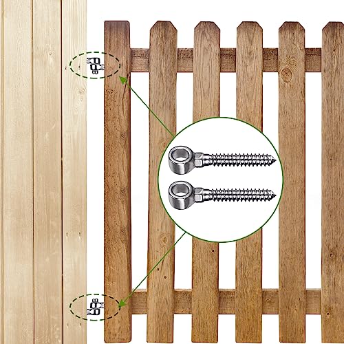 Insaga 304 Stainless Steel Gate Hinges, M16 Wood Gate Hinge, 2pcs Gate Hinge Bolts, One Piece Molded Screw Hook Hinge for Wood Fence, Farm Gate - color: M16 Eye Hinge-2Pcs