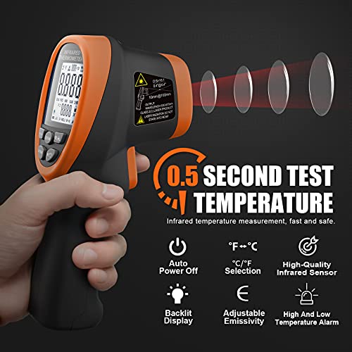 Infrared Thermometer Gun - BTMETER 985C Non Contact 16:1 IR Laser Temperature Gun Digital Instant Read -50℃~800℃(-58℉~1472℉) for Food Cooking Kitchen Grilling HAVC(NOT for Human Temp)