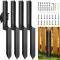 4 Pcs Fence Post Repair, Heavy Duty Fence Post Anchor Ground Stakes for Repair Tilted, Broken Wood Fence Post with Install Accessories (Special Edition) - style: 4 pcs Special Edition