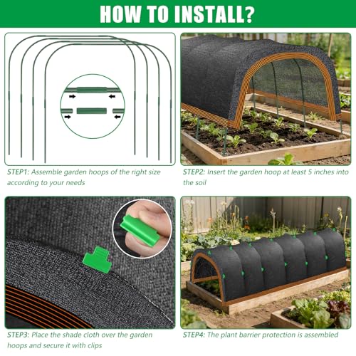 118"x79" Upgraded Garden Shade Kit, 75% Garden Shade Cloth with 11mm Hoops | Garden Sun Shade Cloth for Plants Heat Protection, Raised Garden Bed Shade Cover Plant Sun Shade for Outdoor Plant Vegetable - size: 118"x79" Shade Cloth with Hoops-1 Pack