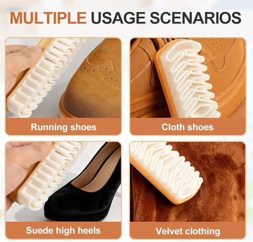 2-Piece Suede Brush and Eraser Set with Wooden Handle for Shoes, Bags, Jackets, Purses, Sofa Cleaning