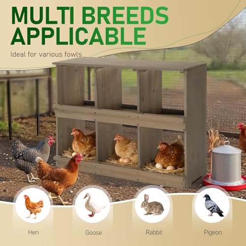 Outvita Nesting Boxes for Chickens 6 Compartments, Wood Chicken Nesting Box Wall Mount, Versatile Use Nest Box for Chicken Coop, Easy to Assemble for Chickens, Hens, Ducks - color: 6 Compartments