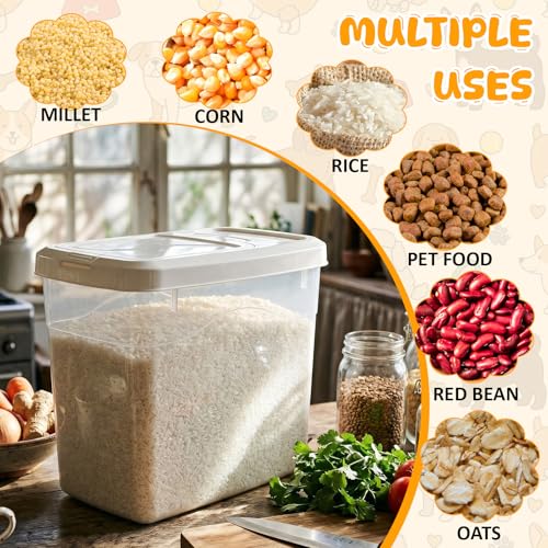 2 Pack 18 Lbs Airtight Dog Food Storage Container with Scoops | 2 Measuring Cups, Flip Lids, Clear Bins with Markings, Preserve Freshness, Pet Dog Cat Rice Grain Treat Storage - size: 18 Lbs