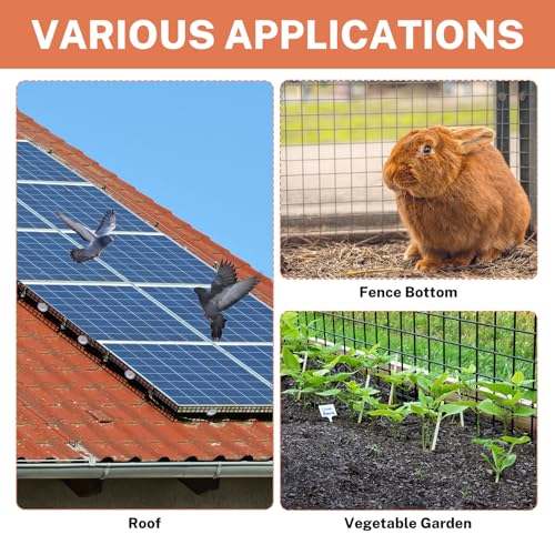 Solar Panel Bird Guard Kit, 6in x 100ft PVC Coated Heavy Duty Steel Mesh | with 60 PCS Clips, Pigeon & Squirrel Critter Guard, Roof Protection Net, Rodent Prevention System for Solar Panels