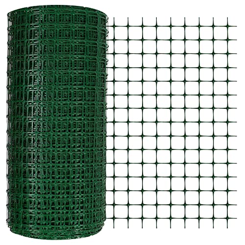 Preboun 2 x 164 ft Plastic Mesh Fence Plastic Safety Fence Roll Reusable Animal Construction Barrier Netting Temporary Pool Fencing Snow Fences for Construction Animal Garden Fencing(Green) - size: 2 x 164 ft