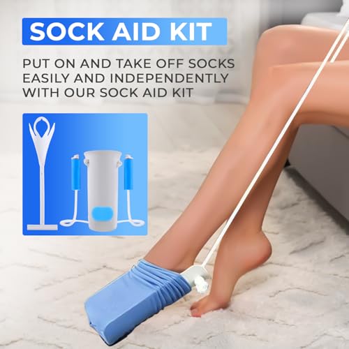 Sock Aid Kit, Premium Sock Puller Aid for Removing Socks or Stockings, with a Super Flexible Sock Aid Device with Long Rope. The Perfect Set for Putting On and Removing Socks or Stockings.