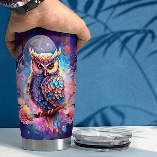SANDJEST Owl Tumbler 20oz Stainless Steel Insulated Tumblers Coffee Travel Mug Cup Owls Gifts for Women Girls Gift for Birthday Christmas - color: Owl