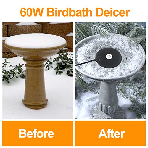2 Pack Submersible Bird Bath Heater for Outdoors in Winter, 60w Birdbath Deicer Thermostatic Controller Water Heater with 6Ft Cord for Birdbaths, Chicken, Duck, Livestock, Poulty, Animal, Tank