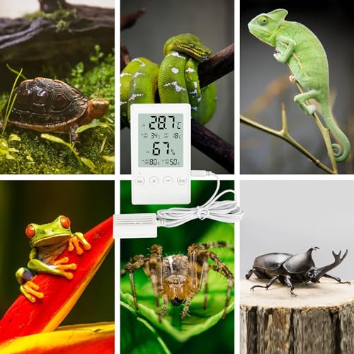 Dual Probe Thermometer Hygrometer with Alarm - Indoor/Outdoor Temperature Humidity Monitor for Home, Reptile Tanks, Incubators, Greenhouse - Large Display with Hi/Lo Alerts