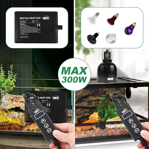 LUCKY HERP Reptile Dimming Thermostat, PID Heat Lamp Temperature Controller with LED Digital Screen for Reptile Heat Lamp Heat Mat & Heaters, Support ℉/℃, Memory Function