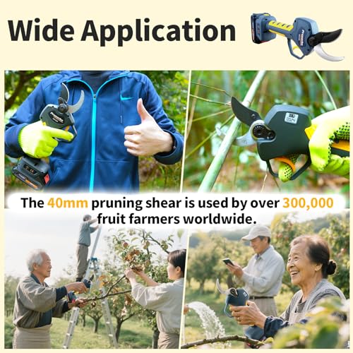 40mm 1.6inch Cordless Electric Pruning Shears for Orchard Pruning | Includes 2×2000mAh Batteries, Compatible with Makita battery, Brushless Electric Pruner for Fruit Trees, Vineyards, Gardens - style: PR-E40
