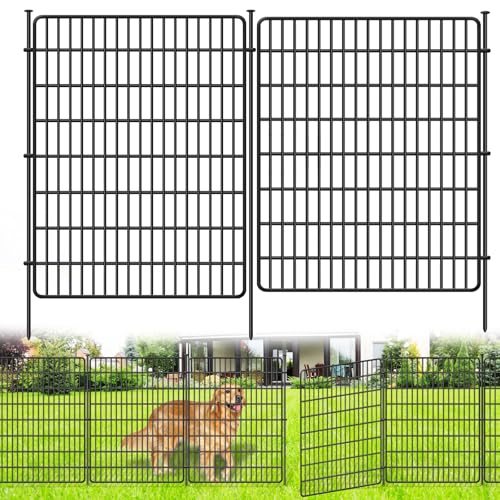 10 Panels No Dig Fence, 32 in(H) X 24 ft(L) Garden Decorative Fence Animal Barrier for Dogs, Rustproof Metal Garden Edging Border for Outdoor, Yard, Patio, Black - size: 10 Panels 32 in(H) X 24 ft(L)