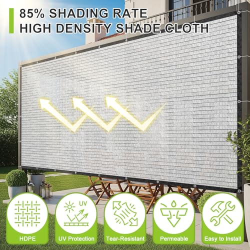 SUNNY GUARD 85% Aluminum Sun Shade Cloth, 6x8FT Heat Reflective Tarp | Reflective Aluminum Shade Cloth Blocks 85% Sunlight, Reduces Heat Buildup, and Keeps Gardens, Greenhouses and Cars Cooler - color: Sliver-85% Shade, size: 6x8FT
