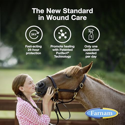 Farnam Purishield Wound and Skin Care Fast-Acting Spray for Horses, 12 oz | Wound Care, Fast-Acting Spray for Horses, Dogs, Cats & Livestock, 24-hour Protection*, Cleans, Treats and Promotes Healing* - size: 12 Fl Oz (Pack of 1)