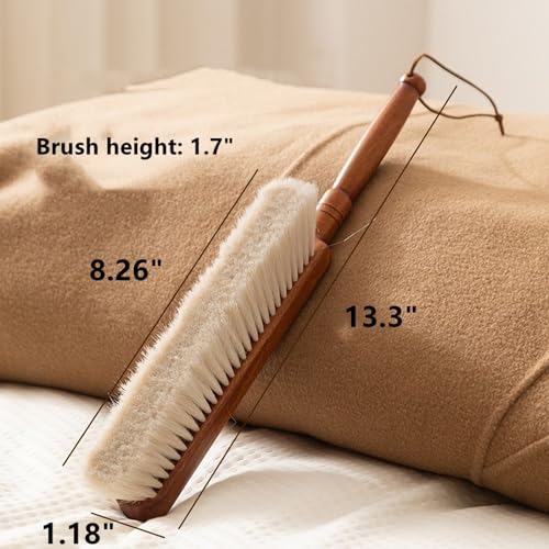 1 Piece Large Horsehair Hand Brush Soft Bristles Brush，Cleaning Brushes for Household Use，Broom Dust Brush，13.3 Inches Long Horse Hair Bench Brushes with Beech Wood Handle