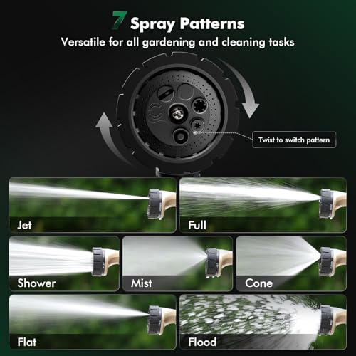 RESTMO Garden Hose Nozzle Heavy Duty, Fireman Style Water Hose Nozzle | Thumb Control & Large Lever Control, 7 Adjustable Spray Patterns Leak Proof Sprayer for Watering Plants, Car & Pet Washing - size: 7 Spray Patterns-Thumb Control
