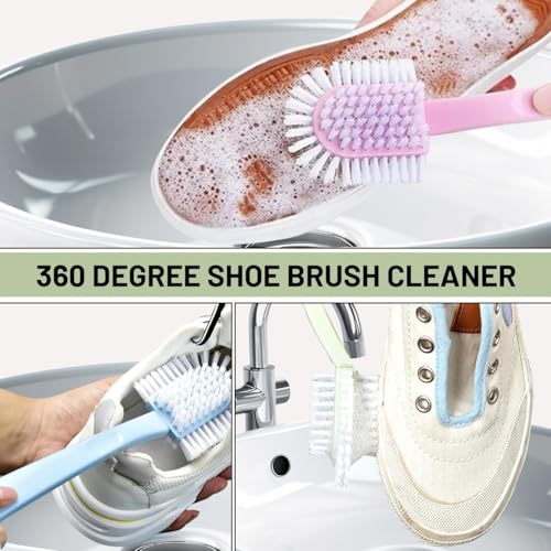Scrub Brush for Shoes & Sneakers - Double Sided Cleaning Brush, 3 Color Pack
