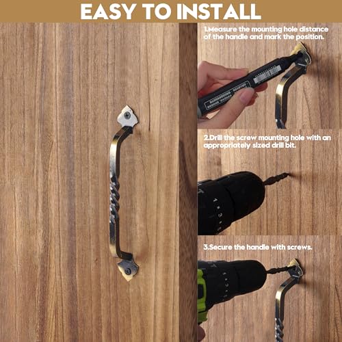 AddGrace 2 Pack Gate Handles for Wooden Gates with Screws 160mm/6 Bronze | Durable Solid Steel, Matte Coating, Barn Door Handles, for Garden Gate Shed Wooden Fences, Closet, Wardrobes, Drawer, Rustic - color: Bronze