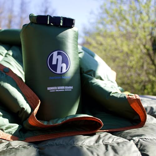 Down Camping Blanket 650 Fill Power - Ultralight Backpacking Quilt (1lb 6oz) Warm & Water-Resistant 20D Nylon Shell for Outdoors, Camping, Hiking, Travel, & Stadium - Packable - color: Green