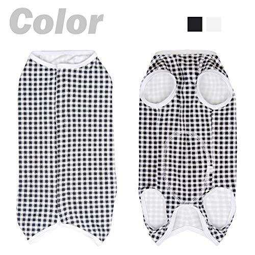 Dog’s Recovery Suit Post Surgery Shirt for Puppy, Wound Protective Clothes for Little Animals(Black White Plaid-XXS) - color: black white plaid, size: XX-Small
