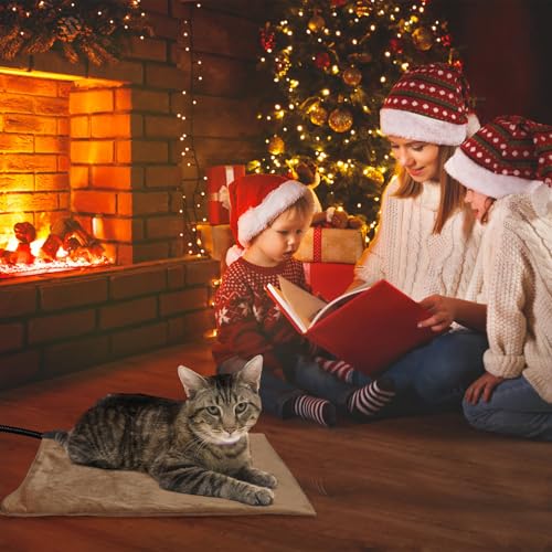 NAMOTEK Pet Heating Pad Adjustable Temperature with Timer, Waterproof Heated Mat with Chew Resistant Cord, Auto Power-Off Electric Indoor Pet Heat Pad for Dogs and Cats - size: 15"x13"