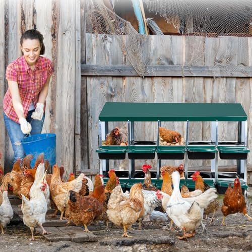 Nesting Box for Chickens, 10 Hole Chicken Nesting Box, Roll Away Nest Boxes with Legs, Poultry Nest Boxes for Chickens Laying Egg, Green - color: green, size: 10 HOLES WITH LEGS