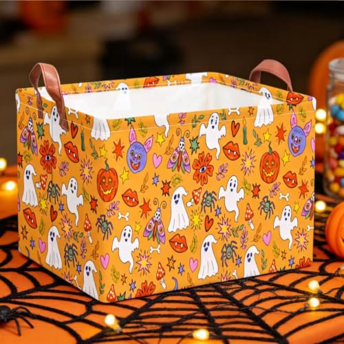 NTAO Gift Storage Basket Empty for Halloween, Storage Bin with Handles, Room Decor, Book Box(Cartoon Halloween) - color: Cartoon Halloween