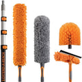 20 Foot High Reach Duster Kit with 4-12 ft Extension Pole for Cleaning | High Ceiling Dusting & Window Cleaning Kit with Telescopic Pole, Window Washer Squeegee, Cobweb Duster, Fan & Feather Dusters - size: 12 feet