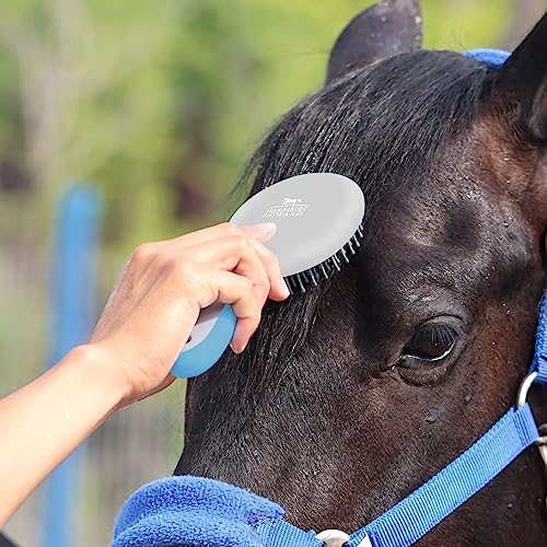 Harrison Howard Horse Mane and Tail Brush - Professional Grooming Brush, Equestrian Detangler, Non-Slip, Light Blue - color: Light Blue