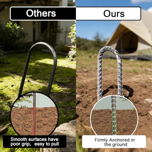 Eurmax USA 8-Pack U-Shape Ground Stakes,Rust-Proof Galvanized Steel Ground Anchors,Commercial Trampoline Stakes for High Winds,Secure Anti-Flip Tie Down for Soccer Goals,Swing Sets,Fences&Playsets - color: Silver, style: Arch Head
