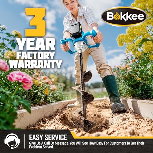 42V Brushless Cordless Post Hole Digger Kit with 3.2" & 6" Auger Bits, 2 Batteries & Charger | Electric Earth Auger for Fence Posts, Gardening, Landscaping | Forward/Reverse, 6-Speed