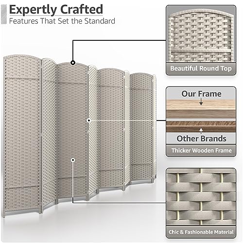 Sorbus Foldable Room Divider, Mesh Privacy Screen (8 Panel, Beige) | Folding screens, dividers for rooms, double-hinged panels; freestanding partition for bedrooms, offices and shared areas - color: Beige, size: 8 Panel