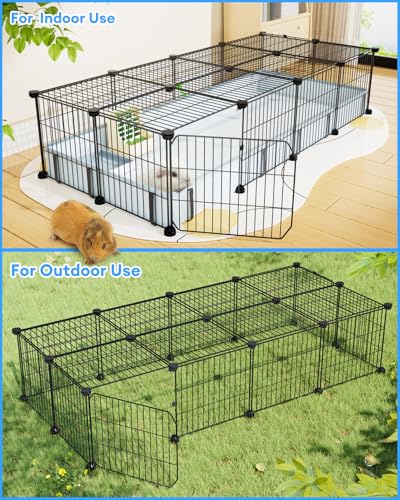 BUCATSTATE Guinea Pig Cages with Floor Mat, 20 Panels Guinea Pigs Playpen with Top Cover, Metal Rabbit Cage Indoor for Hedgehogs, Quail, Chickens (47" L x 24" W x 12" H) - style: 47"x24"x12" (LxWxH)