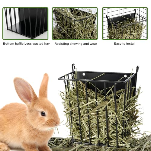 LUAVIARU Upgrades 2pcs Hay Feeder Rabbit - Guinea Pig - Metal Frame Hay Rack with Adjustable Hook - Less Wasted - for Guinea Pig, Bunny, Chinchilla Cage Accessories - Bunny Feeder - size: 2 Pack