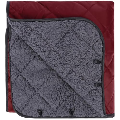 REDCAMP Large Outdoor Blanket 79"x79" Sherpa Fleece Lining, Wine Red | Cold Weather Warm Thick Outdoor Blanket Comfy Foldable & Windproof for Camping Stadium,Car,Picnics,Pet,Trip,Machine Washable - color: Red/79''x79''