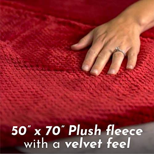 50"x70" Black Cherry Foot Pocket Blanket Plush Fleece Non-Electric - color: Black Cherry