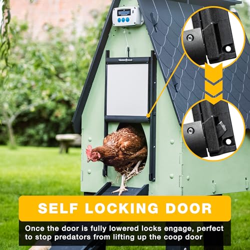ChickenGuard Automatic Chicken Coop Door Opener, Power by Solar/Batteries/Electric. Strong Motor Lifts 2kg; Timer/Light Sensing; Motor Units only or Combination Kits (PRO + Door + Batteries) - size: PRO + Door + Batteries