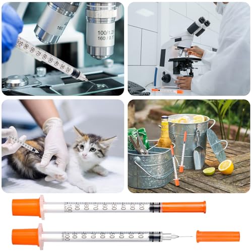 1ML Syringe, Measuring Syringes Lab Supplies, Individually Wrapped, Pack of 50