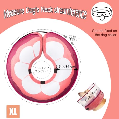Inflatable Dog Cone Collar for Large Medium Small Dogs, Soft Dog Donut Collar Adjustable Recovery Cone for Pets After Surgery, Extra Enhanced Anti-Licking Guard Shield (Mangosteen, X-Large) - color: Mangosteen, size: X-Large