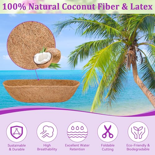 Halatool 36" Coco Liners for Planters, 2 Pack Coconut Fiber Trough Liners | Replacement Window Box Liners for Railings & Balcony Planters, Breathable, Prevents Soil Erosion & Promotes Healthy Roots - size: 36inch