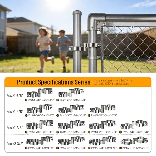 2 Pack 2-3/8" x 2-3/8" Chain Link Fence Gate Hinge, 304 Stainless Steel Heavy Duty Male Female Post Hinges with Bolts and Nuts - color: 2-3/8", size: 2-3/8"