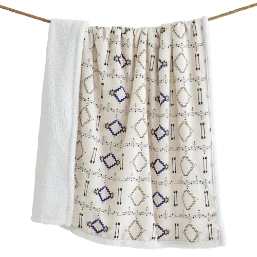 Paseo Road Indigo Hill by HiEnd Accents Arrow Indian 54x68 Throw Blanket | Aztec Tribal Navajo Print, Western Southwestern-Style Sherpa Fleece Blanket for the Couch, Sofa, Bed, or Camping - color: Arrow Aztec