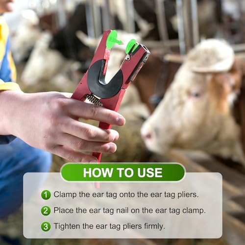 M METERXITY 100-Pack Cattle Ear Tags 001-100 Number, Plastic Round Livestock Tags with 2 Ear Label Needles for Cows/Sheep/Cattle/Pig, Farm Animal Identification Markers [Green] - color: Green